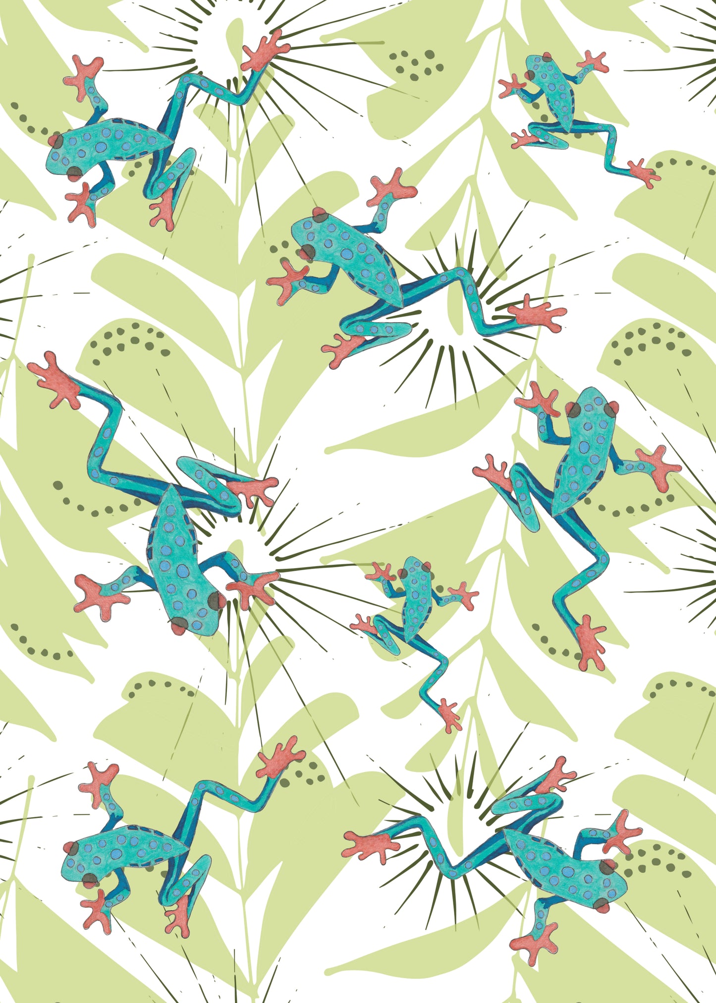Frogs & Ferns - Set of 4 coasters (2 designs)